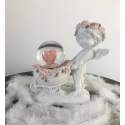 Ange Boule Paillettes cœur 12,5 cm.