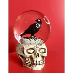 Boule neige, Tête de Mort & Corbeau . 17cm