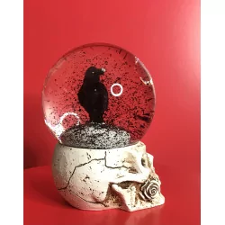 Boule neige, Tête de Mort & Corbeau . 17cm
