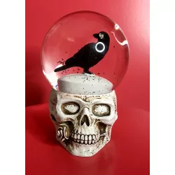 Boule neige, Tête de Mort & Corbeau . 17cm