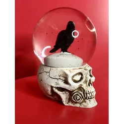 Boule neige, Tête de Mort & Corbeau . 17cm