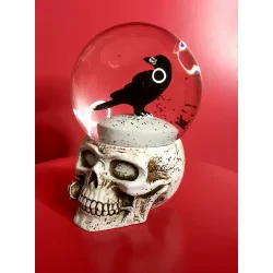Boule neige, Tête de Mort & Corbeau . 17cm