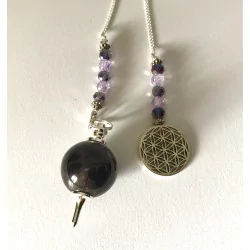 Pendule en Améthyste Chaine Fleur de vie