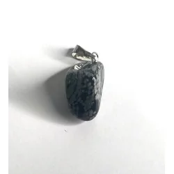 Pendentif Obsidienne flocon de neige avec crochet & collier en cuir noir avec fermoir mousqueton.