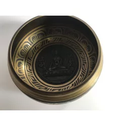 Tibetan Buddha singing bowl - decorated and engraved