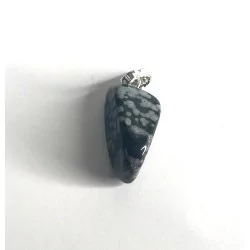 Pendentif Obsidienne flocon de neige avec crochet & collier en cuir noir avec fermoir mousqueton.