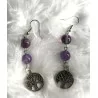 Boucles d’oreilles Fluorite & Améthyste avec Arbre de vie.