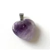 Pendentif Améthyste cœur & avec collier en cuir.