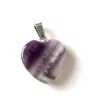 Pendentif Améthyste cœur & avec collier en cuir.