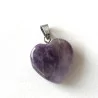 Pendentif Améthyste cœur & avec collier en cuir.