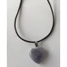 Pendentif Améthyste cœur & avec collier en cuir.