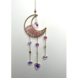Attrape soleil Lune Quartz rose.
