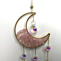 Attrape soleil Lune Quartz rose.