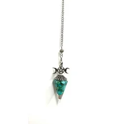 Pendule hexagonale « 3 phases de la Lune » Orgonite & Turquoise .