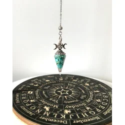 Pendule hexagonale « 3 phases de la Lune » Orgonite & Turquoise .