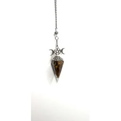 Pendule hexagonale « 3 phases de la Lune » Orgonite & Oeil de tigre