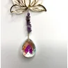 Attrape soleil Lotus doré & Améthyste & Goutte en verre.