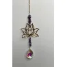 Attrape soleil Lotus doré & Améthyste & Goutte en verre.