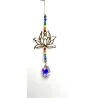 Attrape soleil Lotus doré & 7 Chakras & Goutte en verre.