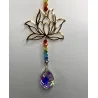 Attrape soleil Lotus doré & 7 Chakras & Goutte en verre.
