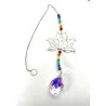 Attrape soleil Lotus argenté & 7 Chakras & Goutte en verre.
