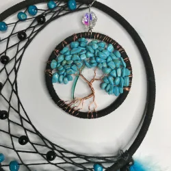Attrape rêves bleu turquoise et noir& Arbre de vie Bohème