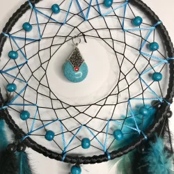attrape rêves bleu turquoise et noir, style Bohème