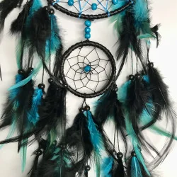 attrape rêves bleu turquoise et noir, style Bohème