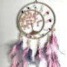 Attrape rêves rose et gris & Arbre de vie Quartz rose