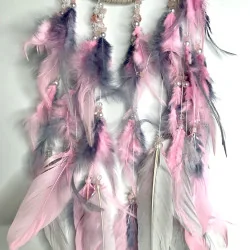 Attrape rêves rose et gris & Arbre de vie Quartz rose