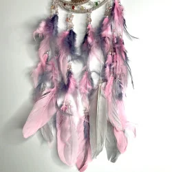 Attrape rêves rose et gris & Arbre de vie Quartz rose