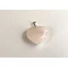 Pendentif Quartz rose en forme de cœur & collier cuir noir.