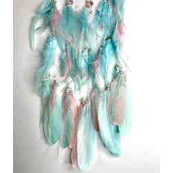 Attrape rêves rose et bleu turquoise & arbre de vie