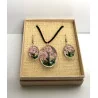 Coffret pendentif Arbre de Vie et Boucles d’Oreilles Fleurs pressées.