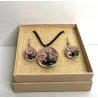 Coffret pendentif Arbre de Vie et Boucles d’Oreilles Fleurs pressées.
