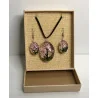 Coffret pendentif Arbre de Vie et Boucles d’Oreilles Fleurs pressées.