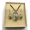 Coffret pendentif Arbre de Vie Blanc et Boucles d’Oreilles Fleurs pressées