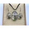 Coffret pendentif Arbre de Vie Blanc et Boucles d’Oreilles Fleurs pressées