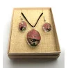 Coffret pendentif Arbre de Vie Corail et Boucles d’Oreilles Fleurs pressées
