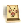 Coffret pendentif Arbre de Vie Corail et Boucles d’Oreilles Fleurs pressées