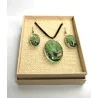 Coffret pendentif Arbre de Vie Vert et Boucles d’Oreilles Fleurs pressées