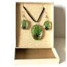 Coffret pendentif Arbre de Vie Vert et Boucles d’Oreilles Fleurs pressées