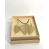Coffret Pendentif et Boucles d’Oreilles Feuilles Or.