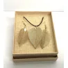 Coffret Pendentif et Boucles d’Oreilles Feuilles Or.