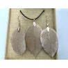 Coffret Pendentif et Boucles d’Oreilles Feuilles Or rose.