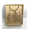 Coffret Pendentif et Boucles d’Oreilles Feuilles Or rose.