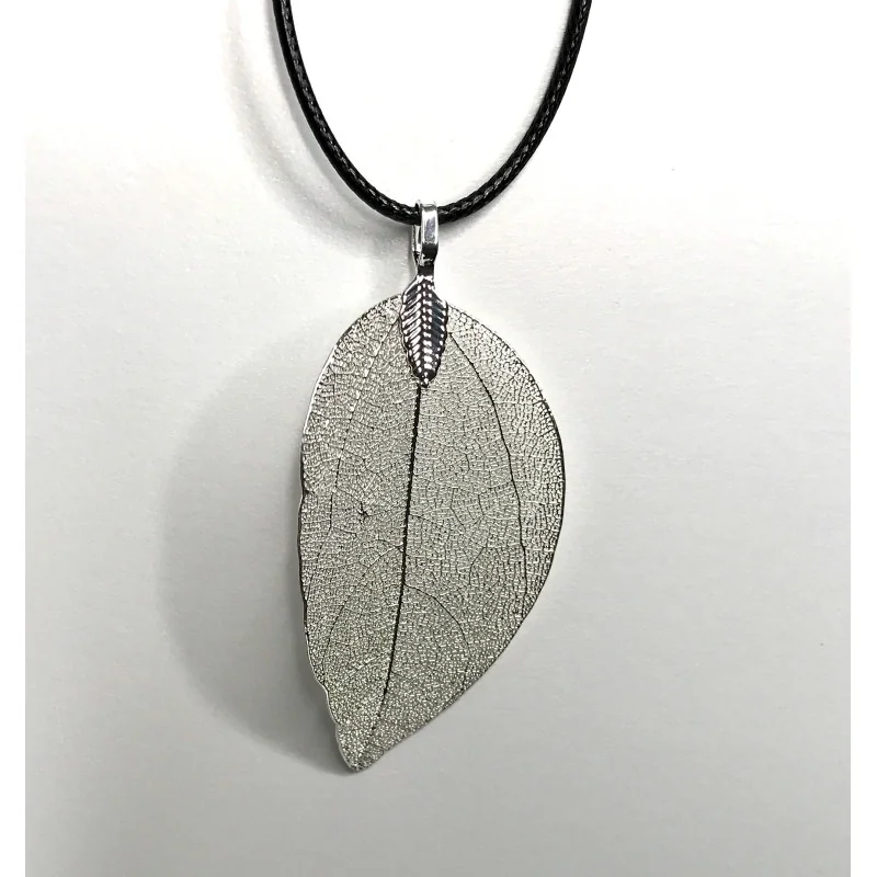 Pendentif Feuille Argent