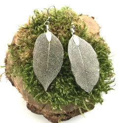 Boucles d’oreilles Feuilles Argent.