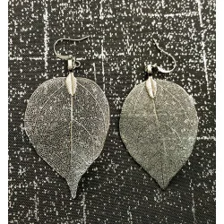 Boucles d’oreilles Feuilles Argent.