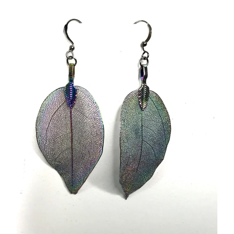 Boucles d’oreilles Feuilles Arc-en-ciel .